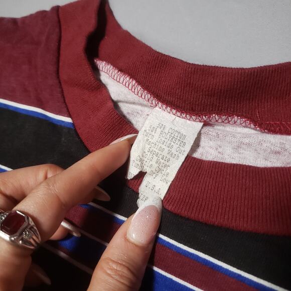 Vintage 80s Guess by George Marciano Striped Boot Logo Spellout Rare Mens USA XL - Picture 3 of 11